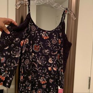 Floral Cold Shoulder Top with Crochet Detailing